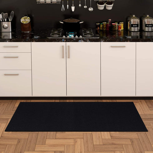 Ottomanson Ottohome Collection Rubberback Solid Design Runner Rug, 2'3" x 6', Black