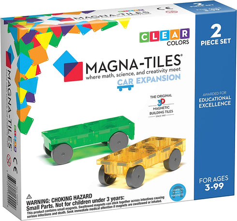 Magna-Tiles Cars Expansion Set, The Original Magnetic Building Tiles For Creative Open-Ended Play, Educational Toys For Children Ages 3 Years + (2 Pieces)
