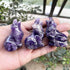 Fekuar 2" Natural Amethyst Howling Wolf Statue, Hand Carved Stone Wildlife Animal Figurine Healing Sculpture Collectible Art Fengshui