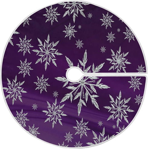 Vozoza Christmas Snowflake Purple Tree Skirt, Seasonal Tree Mat Holiday Party Supplies Ornaments Indoor Outdoor Decorations for Tabletop Trees 35.4 Inches B02X20046