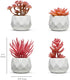 Nordik Set of 4 Desk Plants - Office Decor for Women Desk, Indoor, Living Room, Bedroom, Home and Desk Decor Pink Faux Succulents in White Geometric Ceramic Planters