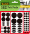 Scotch Felt Pads, Felt Furniture Pads for Protecting Hardwood Floors, Assorted Sizes Value Pack, Round, Brown, 162 Pads