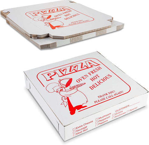 10" Length x 10" Width x 2" Depth Lock Corner Clay Coated Thin Pizza Box by MT Products (20 Pieces)