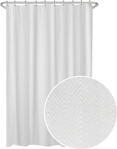 Zenna Home Herringbone Ultimate Waterproof Fabric Shower Curtain or Liner, 70" x 72" White