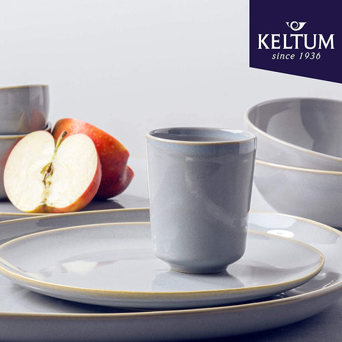 Keltum Pearl Grey Glazed Stoneware 8.5 oz. Mugs, Set of 2