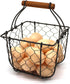 CVHOMEDECO. Chicken Wire Egg Basket Fruit Basket with Wooden Handle Primitives Vintage Gathering Basket. Rusty (Square)