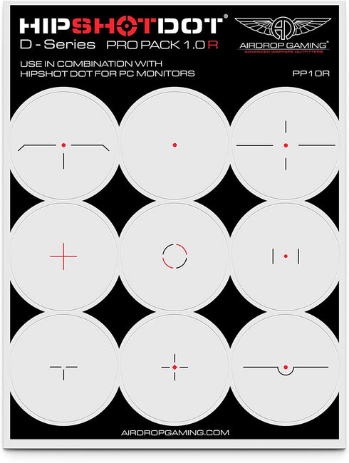 HipShotDot D-Series Pro Pack - Reusable Transparent Aim Sight Assist TV Decals - Gaming Television or Monitor Decal for FPS Video Games Compatible with PC, Xbox & Playstation (1.0 Red)