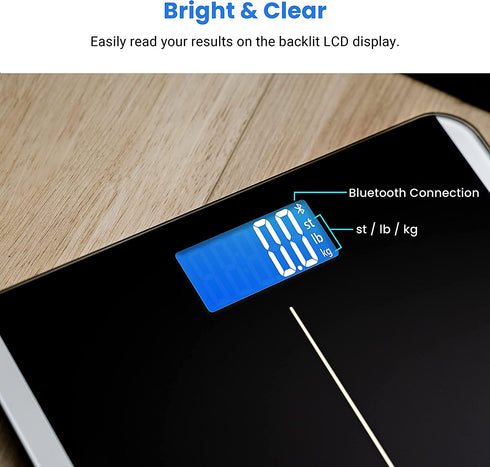 Etekcity Bathroom Scale for Body Weight and BMI, Smart Bluetooth Digital Weighing Scale, Upgraded Version of eb9380h Scale, Free VeSync App, Rounded Corner, 11 x 11 inches, 0.1lb/ 0.05kg, 400 Pounds
