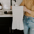 Sweet Water Decor Striped Tea Towel with Ruffle | Large Size 28 x 18 inches | Cream with Grey Decorative Stripes | Bathroom, Kitchen, Dish, or Baby Towel (Grey)