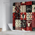 juwute 4 Pcs Retro Woodland Shower Curtain Set with Rugs, Buffalo Plaid Forest Wildlife Animal Toilet Lid Cover Bath Mat,Farmhouse Shower Curtain for Boys Girls Home Bathroom Decor 72x72Inch,Red/Black