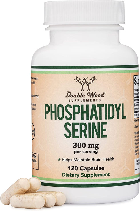 Double Wood Supplements PhosphatidylSerine 300mg Per Serving, Manufactured in The USA, 120 Capsules (Phosphatidyl Serine Complex)
