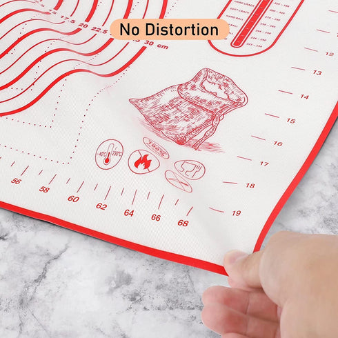 Extra Large Silicone Pastry Mat, Non-Slip with Measurement Non Stick, Large and Thick, for Fondant, Rolling Dough, Pie Crust, Pizza and Cookies - BPA Free Easy Clean Kneading Matts,24" x 32", Red