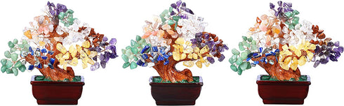 CrystalTears Chakra Crystal Money Tree Reiki Healing Crystal Gemstone Bonsai Tree Feng Shui Tree Ornament for Home Decor Wealth Good Luck 6.3"-6.6"