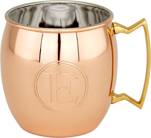 Old Dutch Solid Copper Moscow Mule Mug, Monogram E, 16 oz, Copper