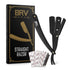 BRV MEN Professional GERMAN Steel Straight Edge Barber Razor - 100 Lord Platinum Single Edge Razor Blades - 100% German Stainless Steel Shavette - Shaving Knife For Men and Women - Black