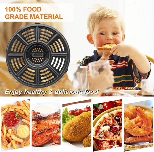 HEISENLIN Air Fryer Replacement Parts Crisper Plate for Ninja Air Fryers Foodi, 8.2 inch 4QT Premium Round air Fryer Tray Grill Pan Plate Accessories with Rubber Feet for Ninja, Dishwasher Safe