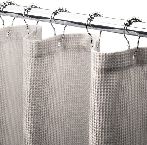 AmazerBath Waffle Shower Curtain, Heavy Duty Fabric Shower Curtains with Waffle Weave Hotel Quality Bathroom Shower Curtains, 72 x 72 Inches (Khaki)