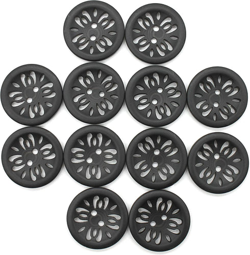 Raydodo 12 Pcs 25mm Matt Black Buttons 1 Inch for Sewing Buttons Large 2-Holes Flatback Vintage Craft Buttons for Crafts and DIY Handmade Repair Clothing (Black)