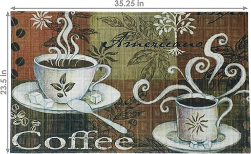 Sunnydaze Kitchen Floor Mat - 23 Inches L x 35 Inches W - Decorative Indoor Rubber and Polyester Mat - Ideal for Kitchen Laundry Room Office or Entryway - Coffee