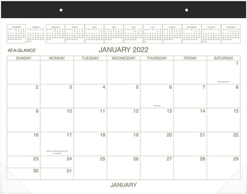 2022 Desk Calendar by AT-A-GLANCE, Monthly Desk Pad, 21-3/4" x 17", Standard, Two Color (GG250000)