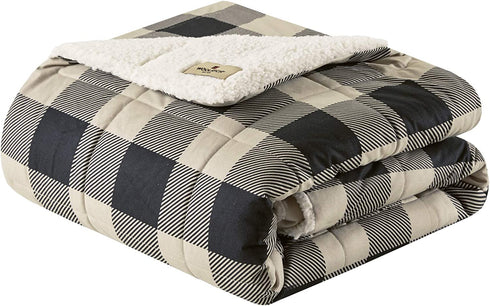 Woolrich Down Alternative Plaid Throw Premium Soft Cozy Spun for Bed, Couch or Sofa (50x70, Linden Tan)