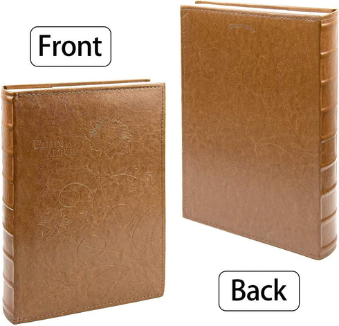 Golden State Art, 4x6 Photo Album Floral Faux Leather 300 Pockets Picture With Memo Large Capacity Used for Family Wedding Anniversary Vacation Christmas Baby (Brown)