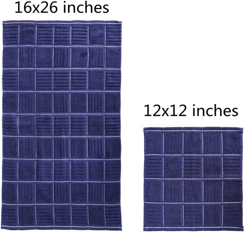 Glynniss Kitchen Towels and Dishcloths Set, Four Kitchen Dish Towels 16x26 Inches, Four Absorbent Dish Cloths for Washing Dishes 12x12 Inches, Cleaning and Drying for Everyday Use Pack of 8 (Blue)
