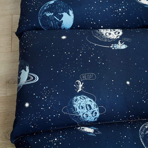 Mengersi Galaxy Kids Floor Pillow Case Bed Cover, Boys Toddler Floor Pillow Cover, Requires 5 Pillows (Pillows Not Included) (King(Cover Only), Navy)