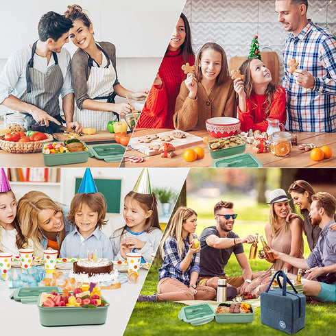 Ascism Bento Box for Adults-Portable Leakproof Lunch Box for Kids,1400ml Food Containers Insulated with Divider,Microwave Safe,for Office School Camp Picnics(With lunch Bag,Utensils)