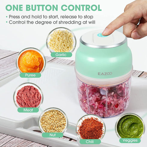 Electric Mini Garlic Chopper, EAZOO Cordless Mini Chopper Food Processor, Portable Small Food Chopper for Garlic Onion Veggie, Dicing, Mincing ( 350ml )
