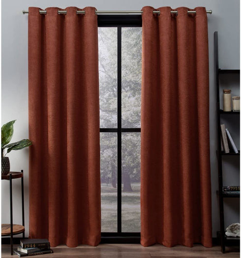 Exclusive Home Curtains Oxford Textured Sateen Thermal Window Curtain Panel Pair with Grommet Top, 52x96, Mecca Orange, 2 Count