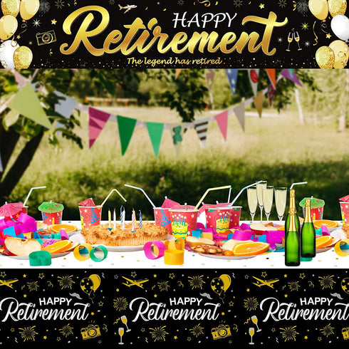 Retirement Party Decorations, 6 Pack Large Size Plastic Happy Retirement Tablecloth Decor for Women Men Retirement Parties
