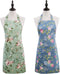 Saukore 2 Pack Floral Aprons for Women, Adjustable Kitchen Chef Aprons with Rose Pattern for Cooking Baking Gardening - Cute Mother's Day, Birthday Gifts for Bakers Mom Wife Grandma