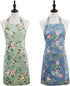 Saukore 2 Pack Floral Aprons for Women, Adjustable Kitchen Chef Aprons with Rose Pattern for Cooking Baking Gardening - Cute Mother's Day, Birthday Gifts for Bakers Mom Wife Grandma