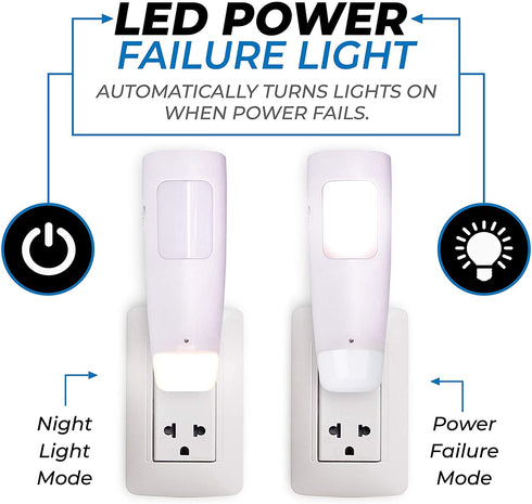 Westek Emergency Light, 2 Pack Multi-Function LED Rechargeable Flashlight, Power Failure Light and Night Light Must-Have Power Outage Lights, Ideal for Storms, Blackouts NL-PWFL AmerTac