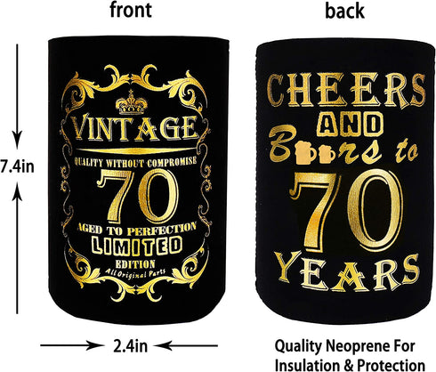 Cheers To 70th Years, 70th Birthday Can Bottle Cooler, 70th Birthday Gifts for Men, 70th Birthday Sleeve, 70th Birthday Decorations for Men, 70th Birthday Party Supplies, 70th Birthday Favors