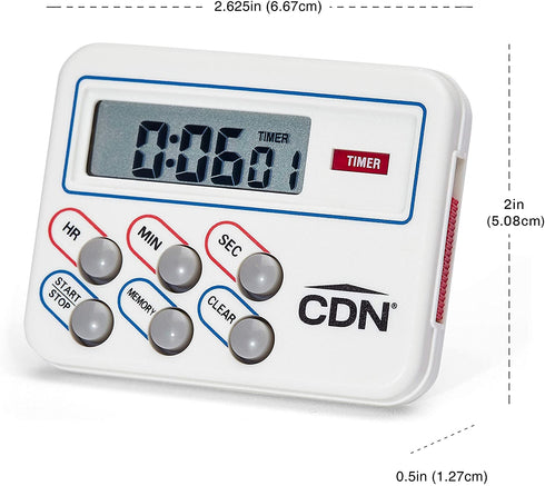 CDN Digital Timer and Clock Memory Feature, 6.8 x 4.5 x 0.9 inches, Cream