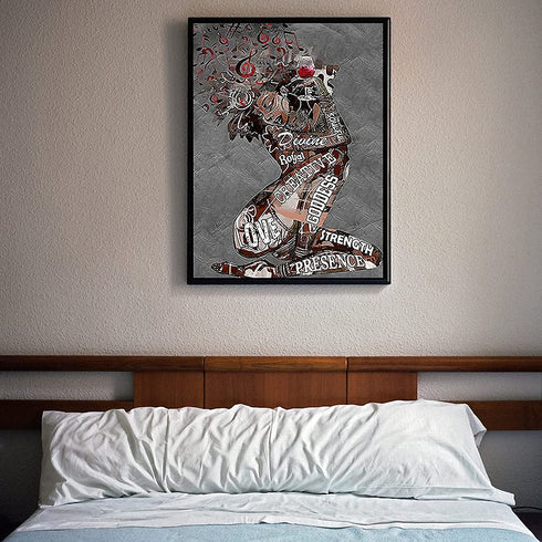African Black Girls Wall Art Black Queen Wall Art Black Girls Music Hair Art Canvas Poster Black Woman Flower Wall Art Painting Black Queen For Bathroom Living Room Decoration Frameless 16x24 Inch