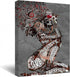 African Black Girls Wall Art Black Queen Wall Art Black Girls Music Hair Art Canvas Poster Black Woman Flower Wall Art Painting Black Queen For Bathroom Living Room Decoration Frameless 16x24 Inch