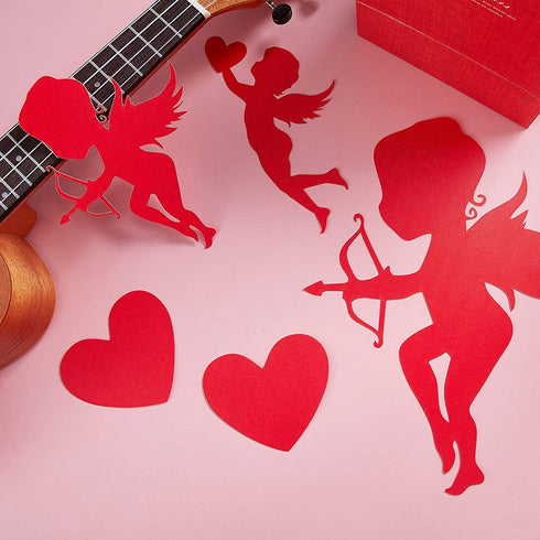 36 Pieces Valentine's Day Cutouts Heart Shape Paper Cutouts Love Party Decorations for Bulletin Board Window Decoration, Happy Valentine's Day Wedding Anniversary Party Supplies, 3 Styles, 2 Sizes
