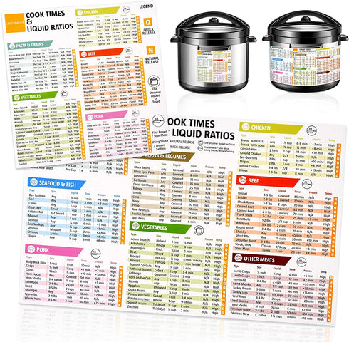 Instant Pot Magnetic Cheat Sheet, Pressure Cooker Magnet, Air Fryer Accessories Cooking Times Food Chart for Refrigerator