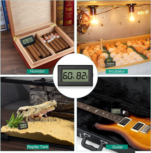 EEEKit 8-Pack Mini Thermometer Hygrometer, Small Digital Electronic Temperature Humidity Meters Gauge Indoor LCD Display Fahrenheit for Humidors, Greenhouse, Garden, Cellar, Fridge, Mason Jar