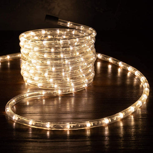 WYZworks LED Extendable Rope Lights 20' feet Warm White 3/8" | ETL Certified Water Resistant Flexible Accent Holiday Christmas Venue Decoration Indoor/Outdoor Lighting