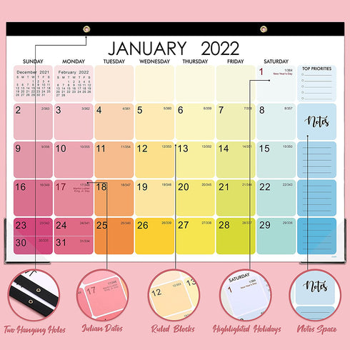 2022-2023 Desk Calendar - 18 Months Large Desk Calendar, 12'' x 17'', Jan. 2022 - Jun. 2023, Tear Off Design, 2 Corner Protectors & Hanging Holes, Perfect Desk/Wall Calendar for You