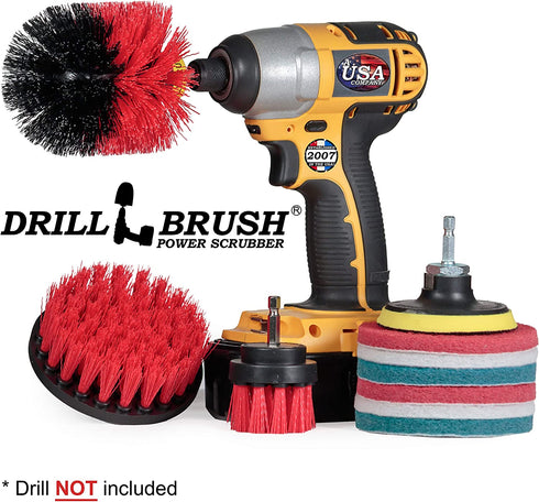 Drillbrush Scrub Brush - Drill Scrub Brush Attachment - Stone Cleaning - Deep Cleaning Brush - Ceramic Tile Cleaner Brush - Deck Scrub Brush - Drill Brush Pads - Rotary Drill Brush Cordless Scrubber