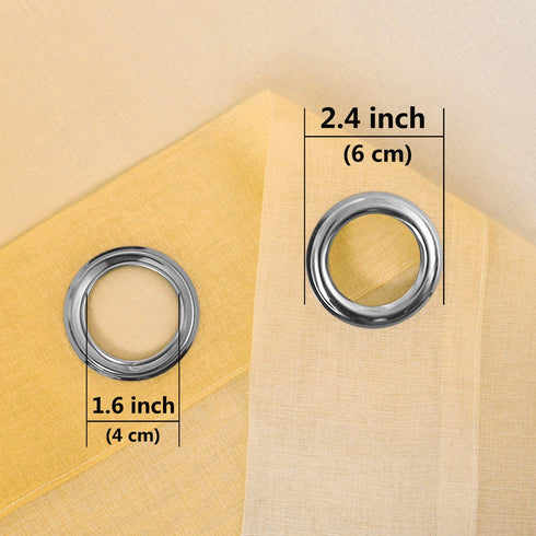 DWCN Yellow Ombre Sheer Curtains - Faux Linen Gradient Semi Voile Grommet Top Bedroom and Living Room Curtains, Set of 2 Window Curtain Panels, 52 x 84 Inches Long