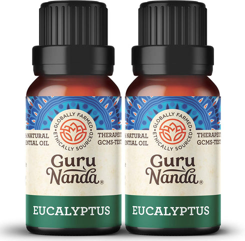 GuruNanda Eucalyptus Essential Oil (Pack of 2X 15 ml) - Pure Therapeutic Grade Eucalyptus Oil for Congestion Relief, Perfect for Aromatherapy, Calming Stress, Diffuser Oil, Hair Care & Skin Care Oil