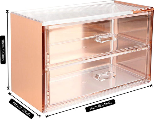 Moosy Life Rose Gold Desktop Organizer with Drawers, 2 Spaces, Acrylic, Moonlight Series