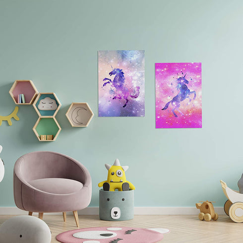 HK Studio Unicorn Posters - Self Adhesive, Easy Peel and Stick - Unicorn Wall Decor Poster for Girls Bedroom