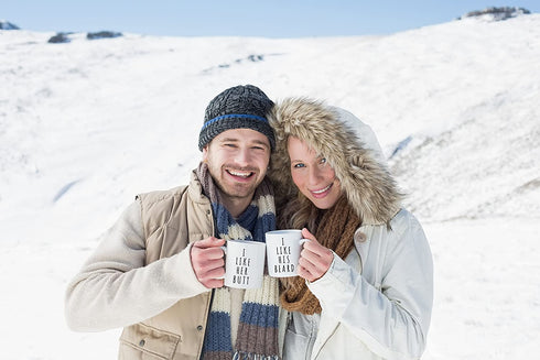 I Like His Beard, I Like Her Butt Couples Funny Coffee Mug Set 11oz - Unique Wedding Gift For Bride and Groom - His and Hers Anniversary Present Husband and Wife - Engagement Gifts For Him and Her